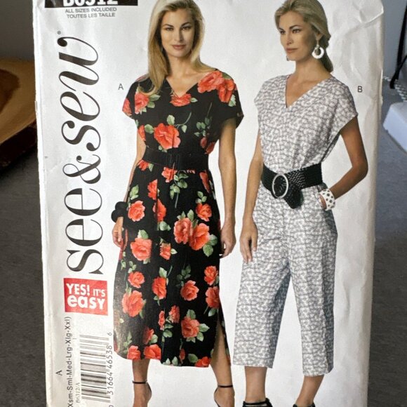 Butterick B6312 Dress Jumpsuit Pattern XSmall Small Medium Large XLarge Uncut 20 - Picture 1 of 6